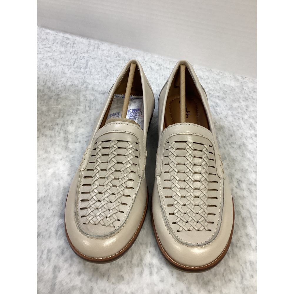 Earth Elona Ivory Woven Leather Loafers Womens 7 M Slip On Shoes New In Box